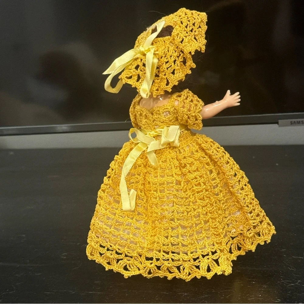 1950s Plastic Dolls in Crocheted Dresses with Underskirts, Panties, and Hats /